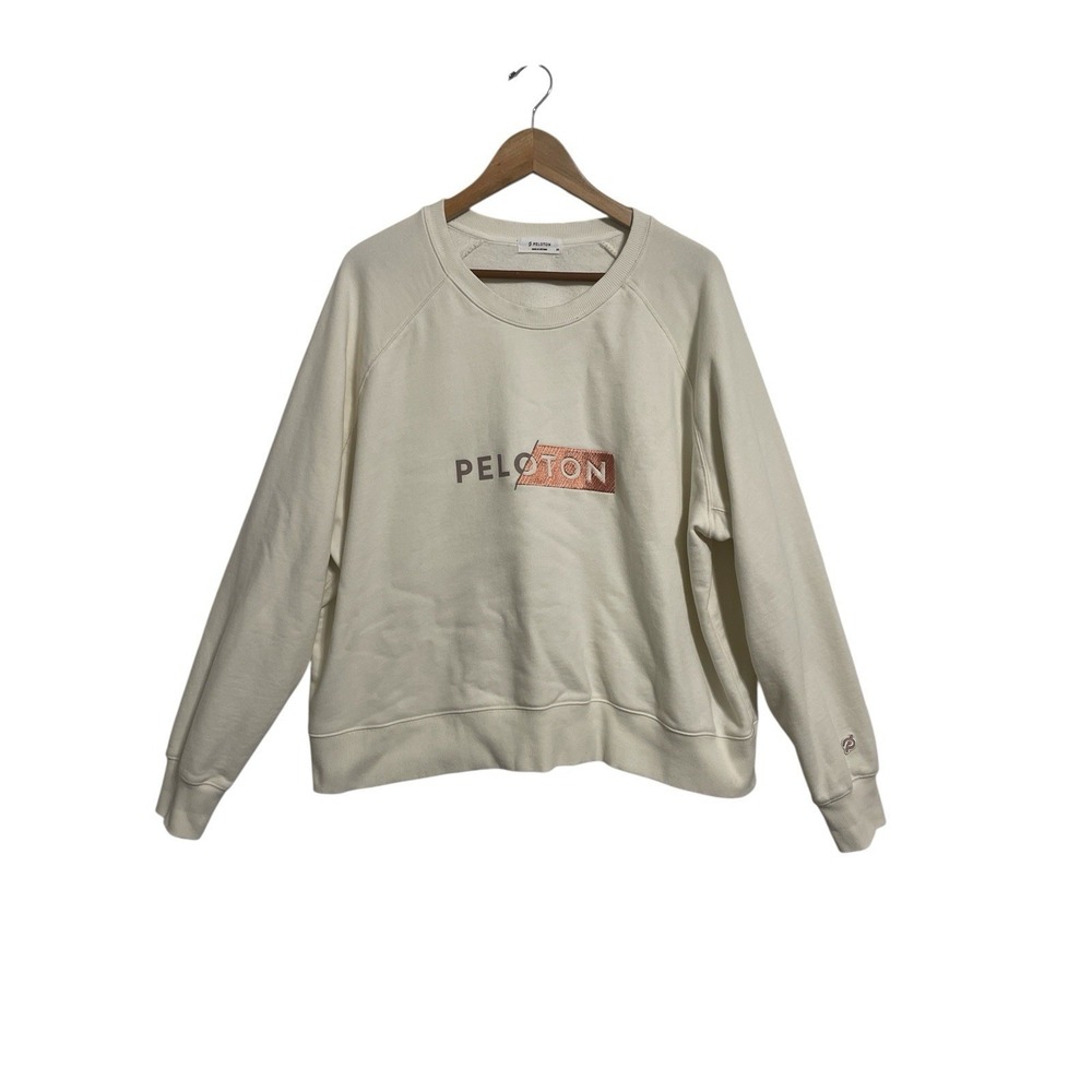 PELOTON Cream Raglan Sweatshirt Logo Pullover Athleisure Women's Size 2X - Picture 1 of 12